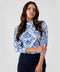 Collar Band Attached Printed Three Quarter Sleeve Top